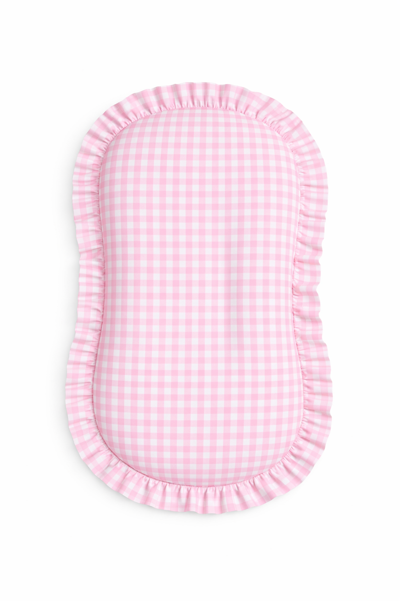 Pink Gingham Ruffle Baby Lounger Cover — Little Mae & Co