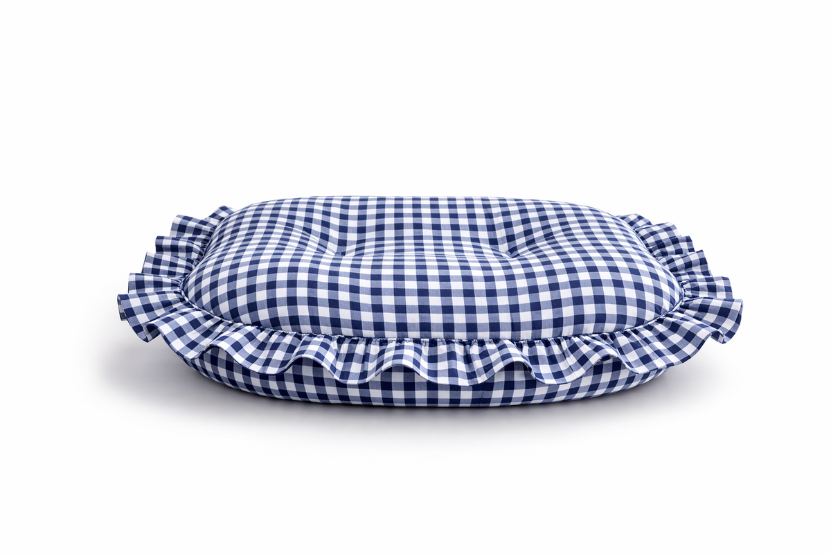 Navy Blue Gingham Ruffle Baby Lounger Cover — Little Mae & Co