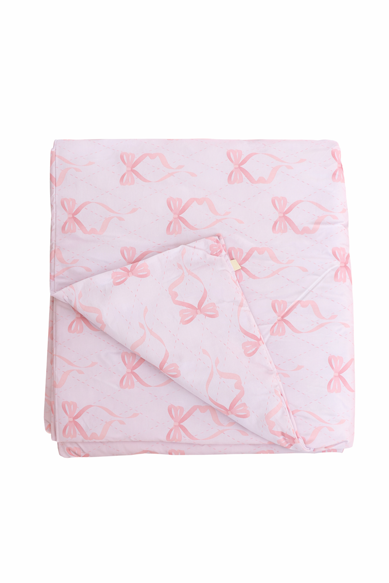 Pink Bow Crib Quilted Blanket — Little Mae & Co