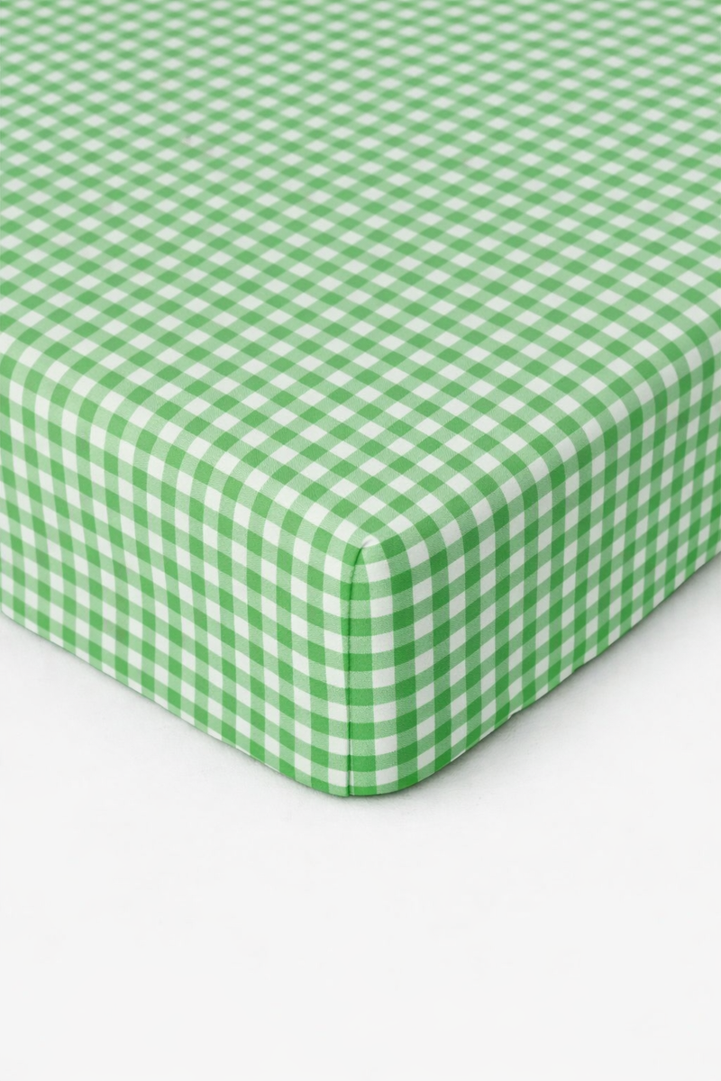 Green White Gingham Crib Sheet — Little Mae & Co