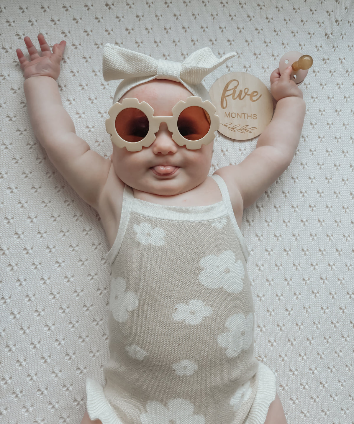 Vanilla White Pointelle Knit Blanket — Little Mae & Co