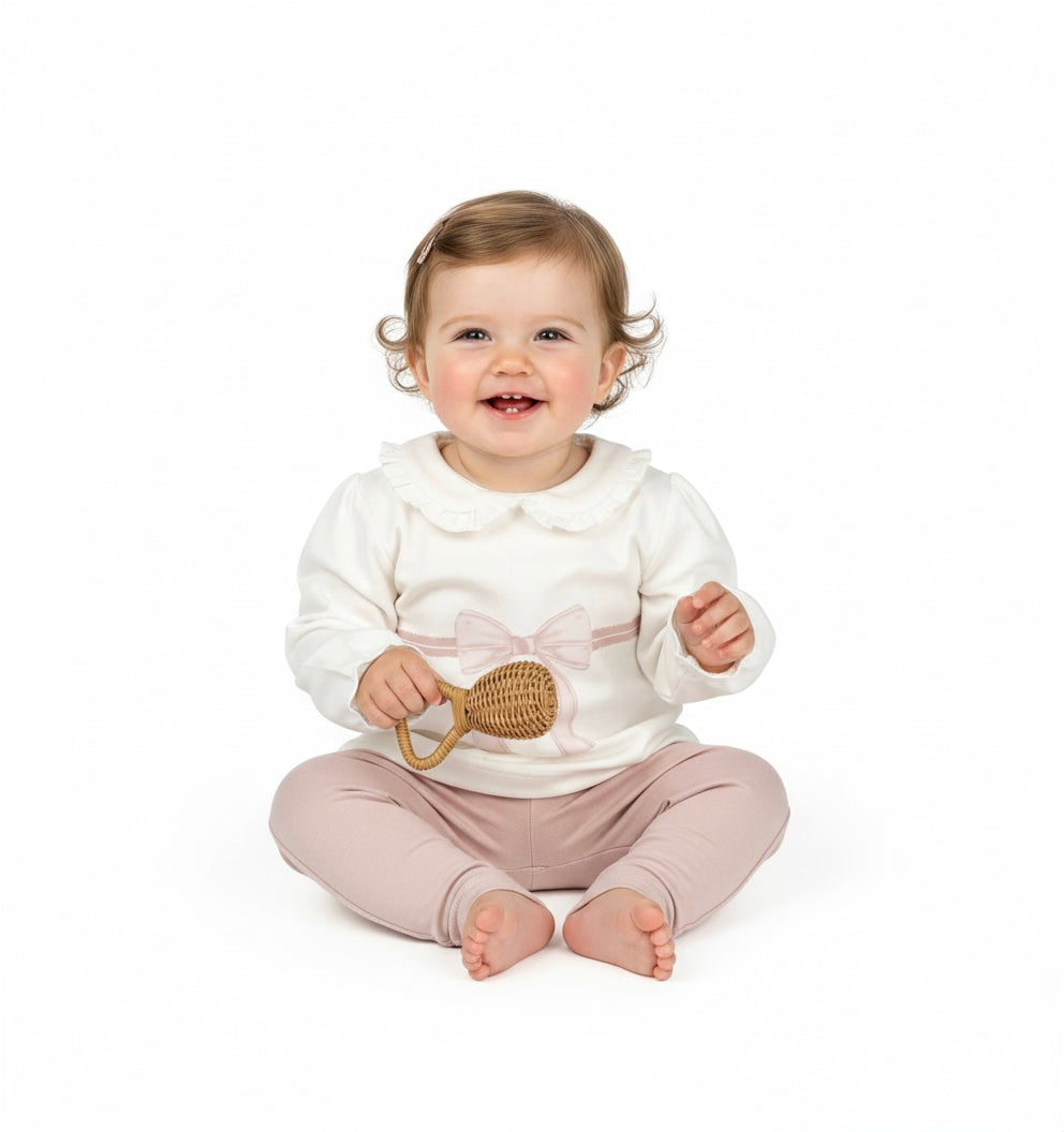 Organic Blush Ribbon Ruffle Set — Honey and Hive