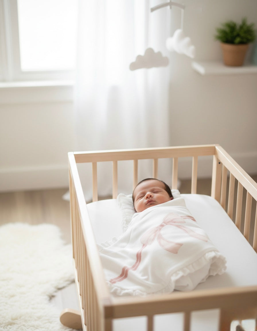 Blush Ribbon Organic Blanket — Honey and Hive