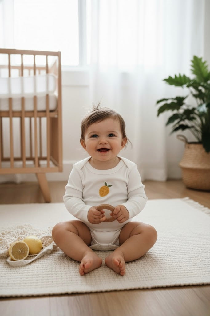 Lemon Patterned Long Sleeve Bodysuit — Honey and Hive