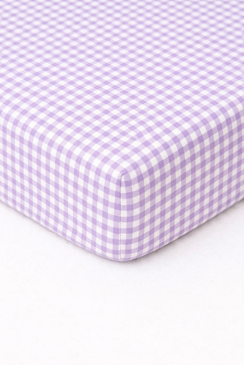 Purple Gingham Crib Sheet — Little Mae & Co