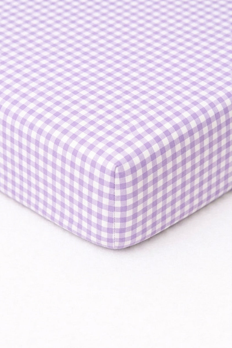 Purple Gingham Crib Sheet — Little Mae & Co