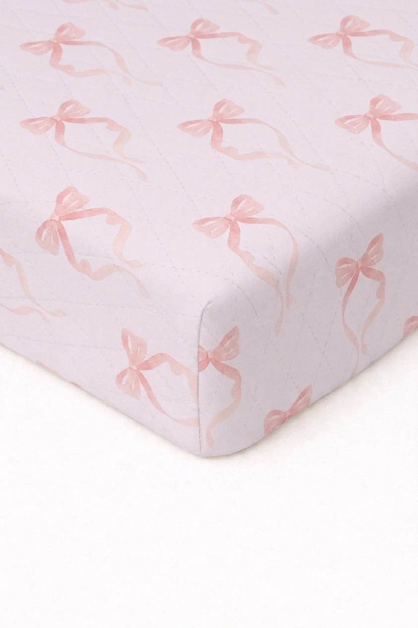 Pink Bow Crib Sheet — Little Mae & Co