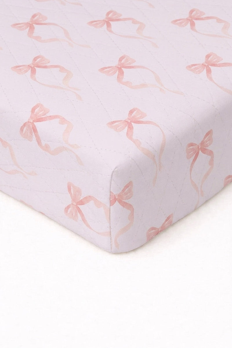 Pink Bow Crib Sheet — Little Mae & Co