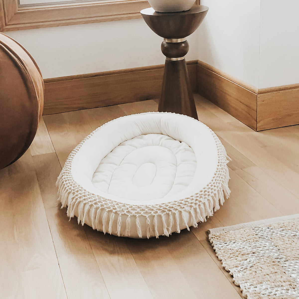 Macrame Oval Play Mat & Love Mom Bodysuit Bundle — Finn + Emma