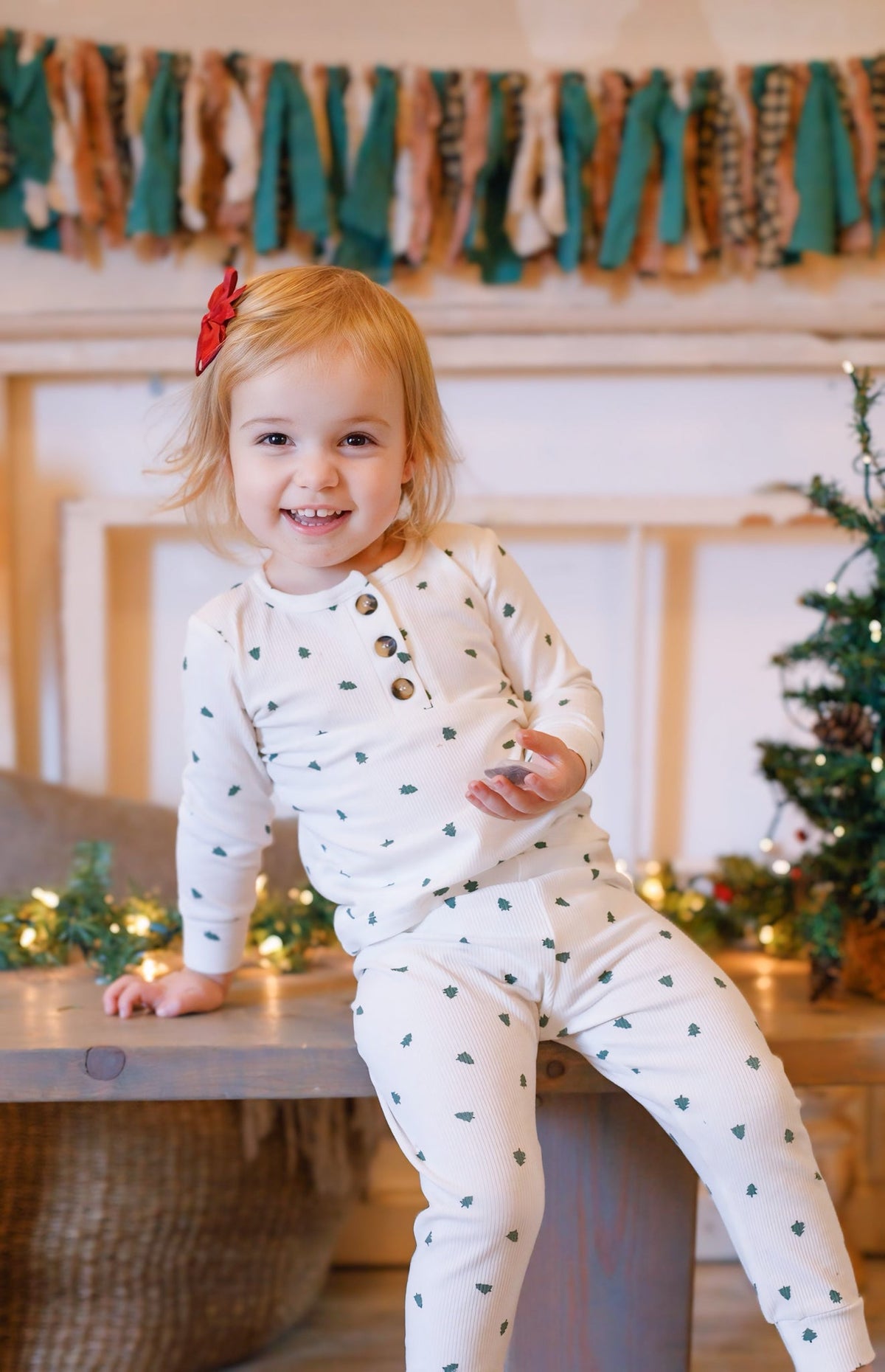 Tiny Trees Ribbed Bamboo 2pc Henley Pajamas — Little Joy Co.