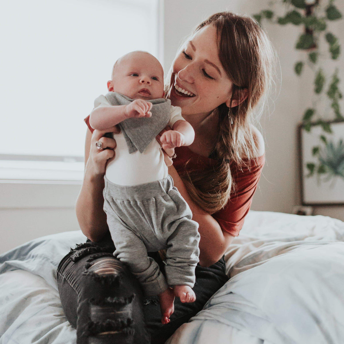 2 pc. pants set | ivory & heather grey — Finn + Emma