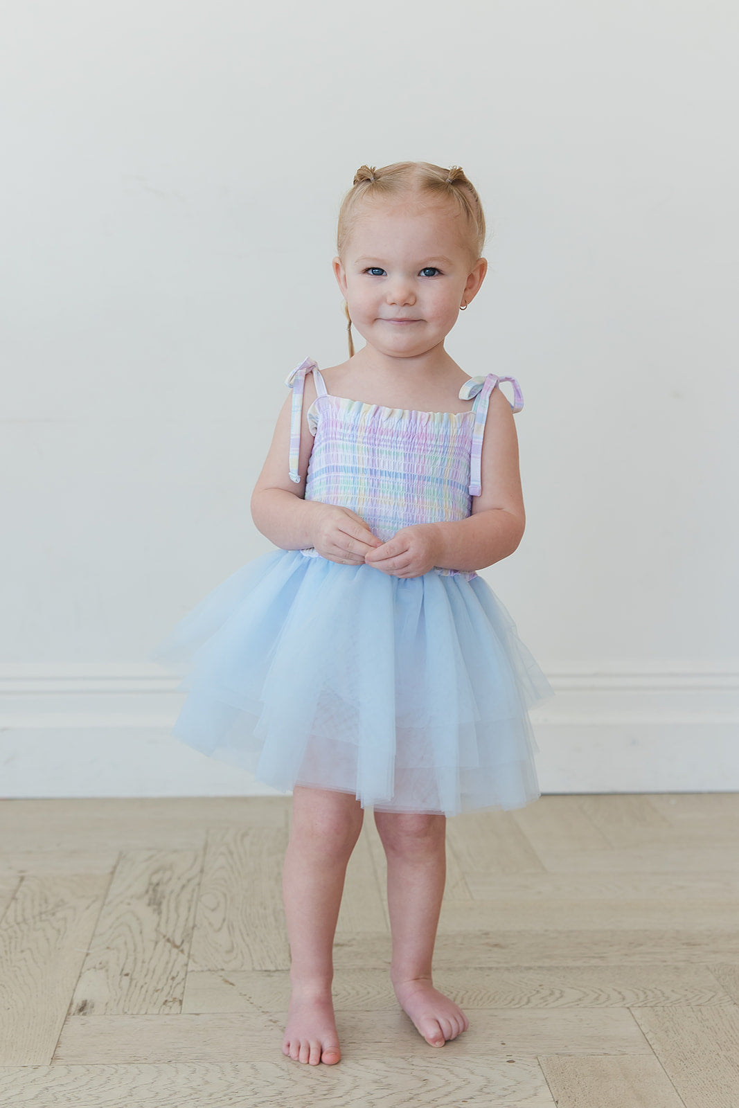Pastel Prep - Smocked Tulle Bodysuit Dress — Blush Lotus