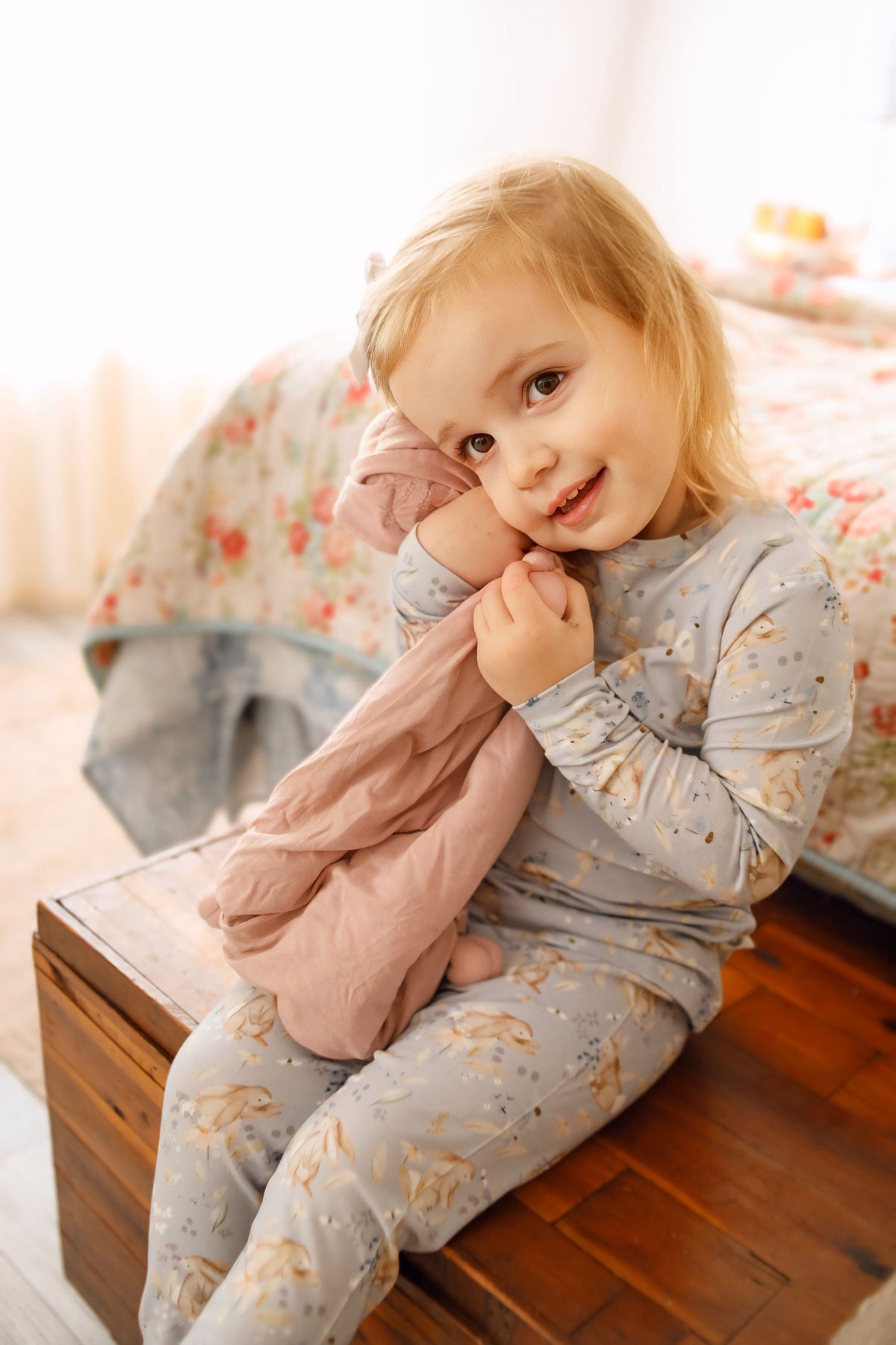 Bunny Blossoms 2pc Bamboo Pajamas — Little Joy Co.