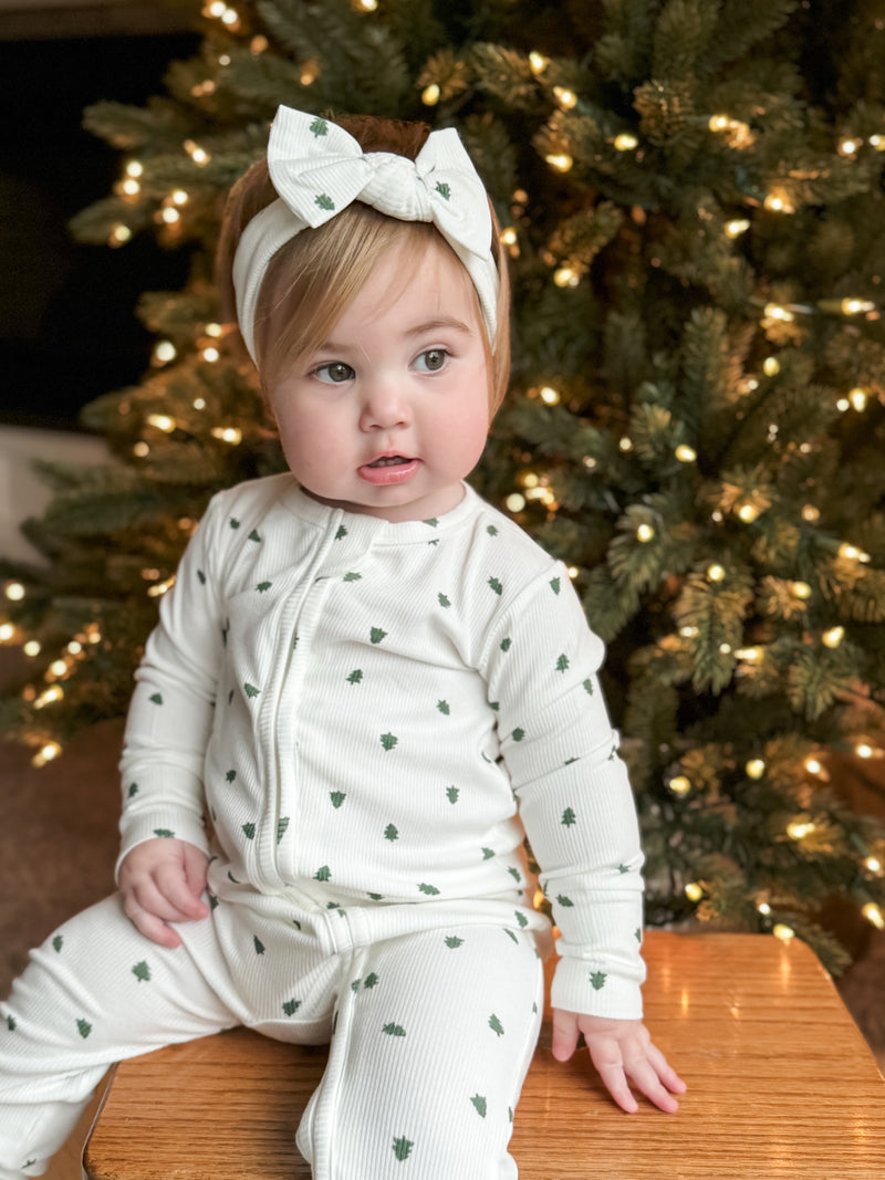 Tiny Trees Ribbed Bamboo Zippy Pajamas — Little Joy Co.
