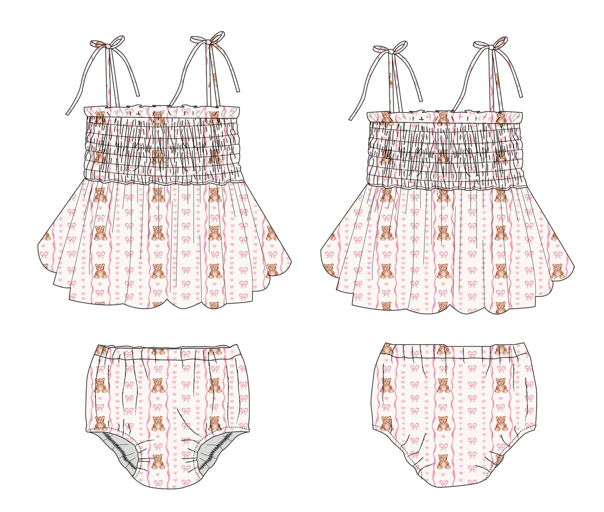 Cherie - Smocked Diaper Dress Set — Blush Lotus