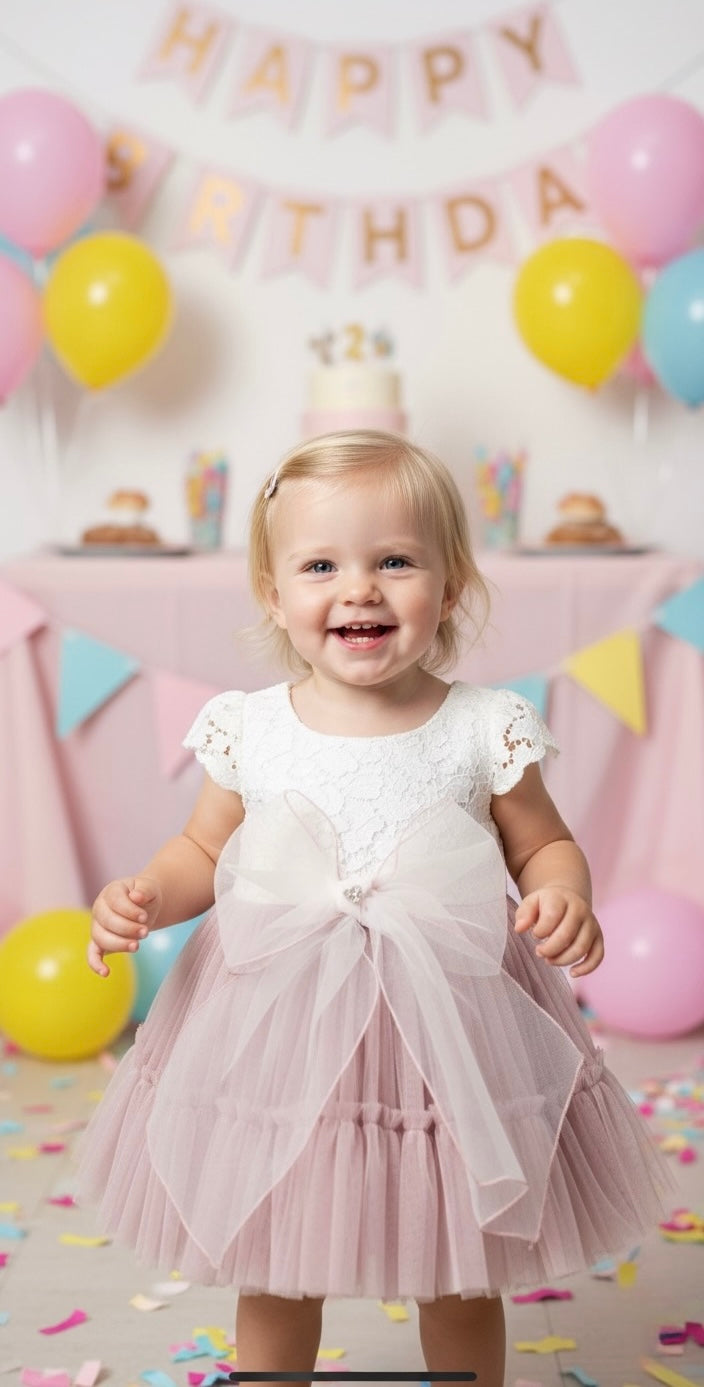 Blush Lace & Tulle Baby Dress — Honey and Hive