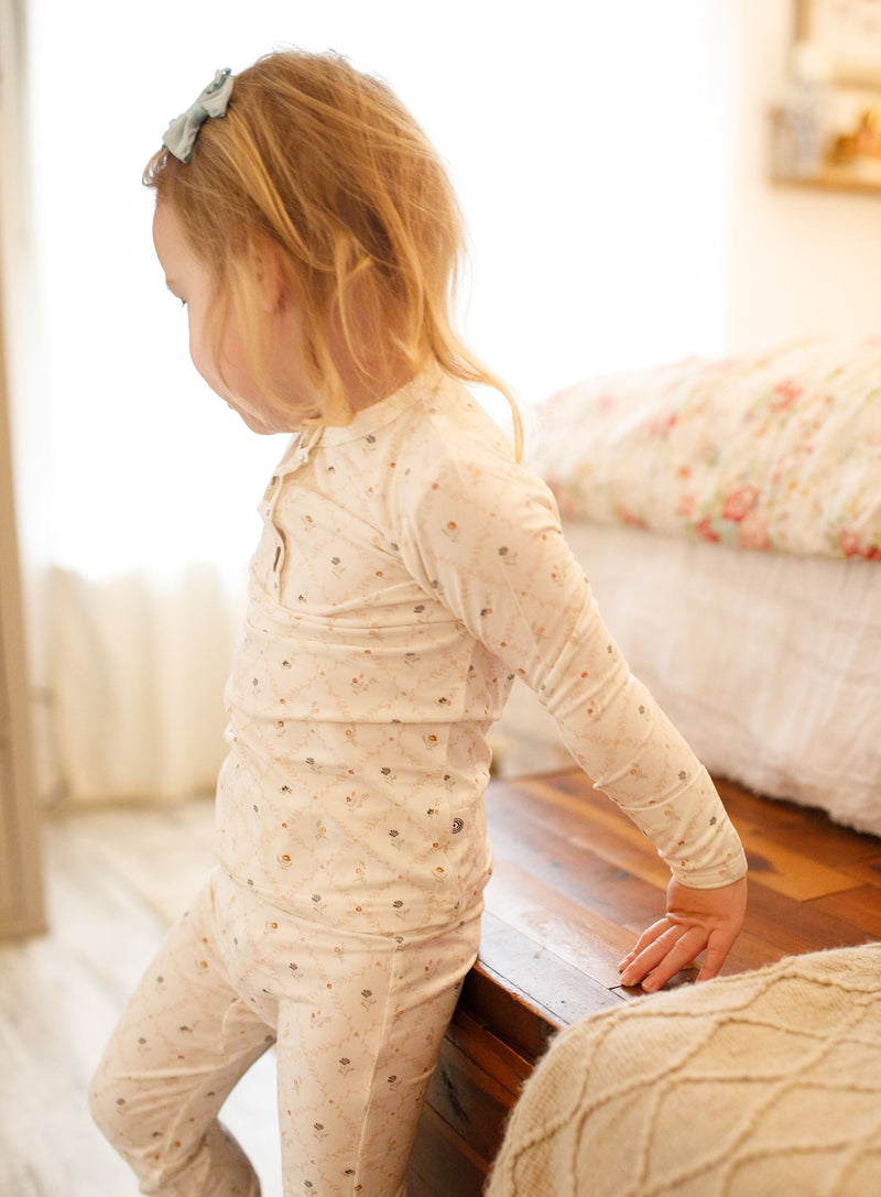 Vintage Blooms 2pc Henley Bamboo Pajamas - Sizes Newborn & Up! — Little Joy Co.