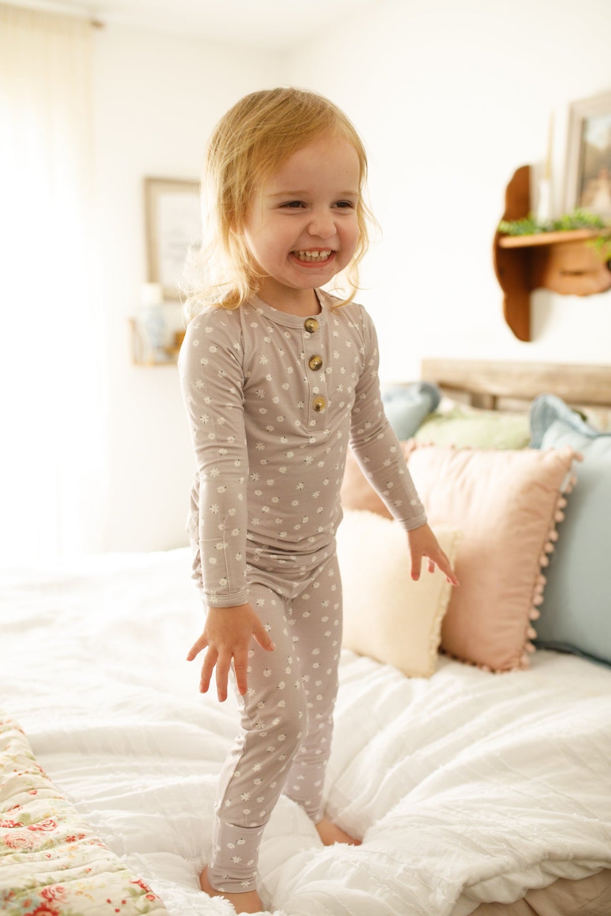 Oopsie Daisy 2pc Henley Bamboo Pajamas - Sizes Newborn & Up! — Little Joy Co.