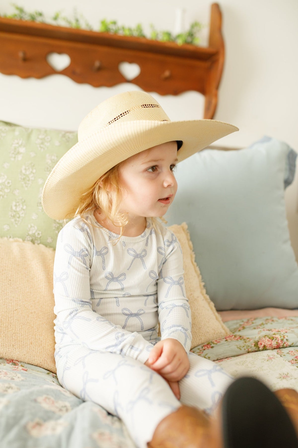 Blue Belle 2pc Ribbed Bamboo Pajamas — Little Joy Co.