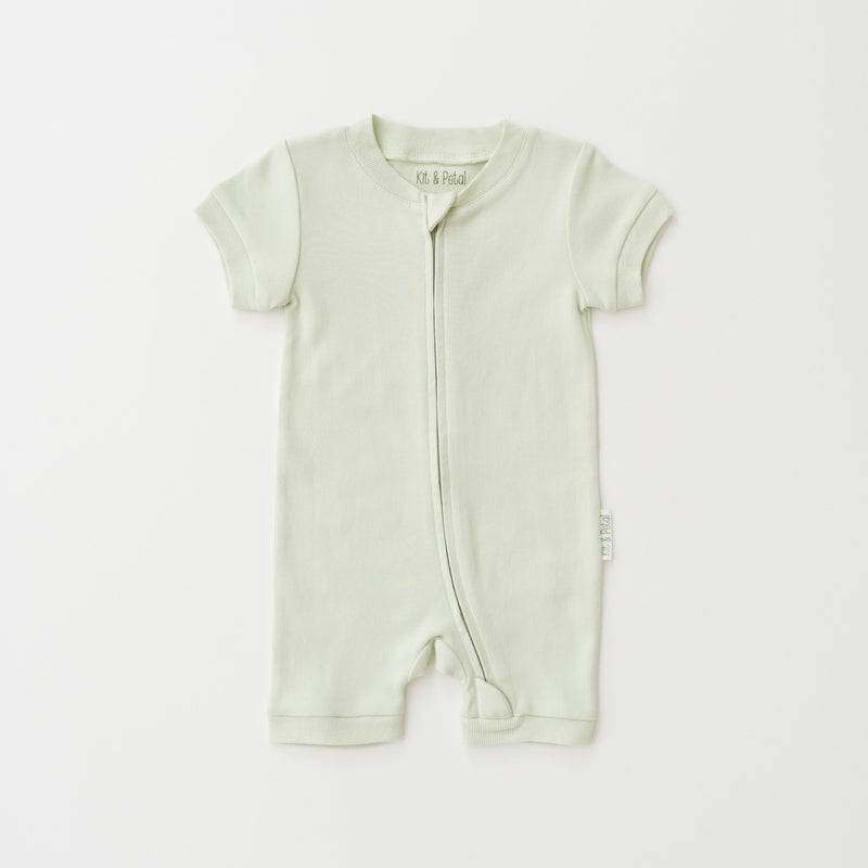 Short Sleeve Romper in Leafy Green — Kit & Petal