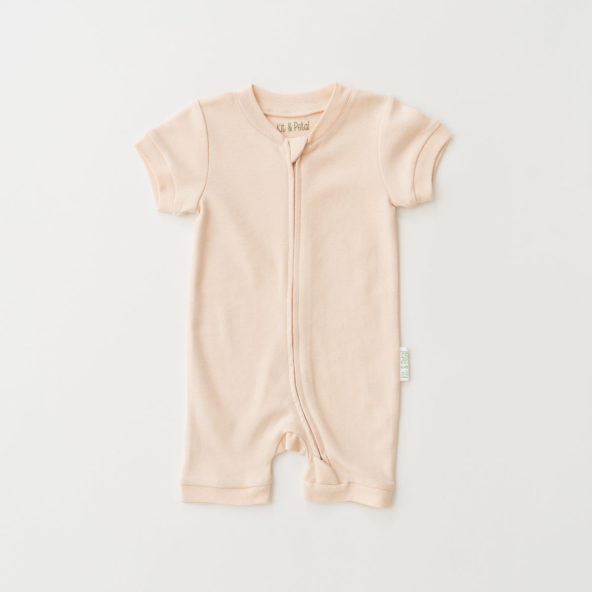 Short Sleeve Romper in Rosy Peach — Kit & Petal