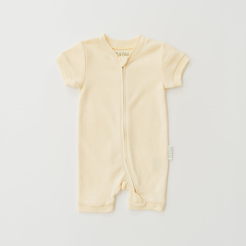 Short Sleeve Romper in Sunny Yellow — Kit & Petal