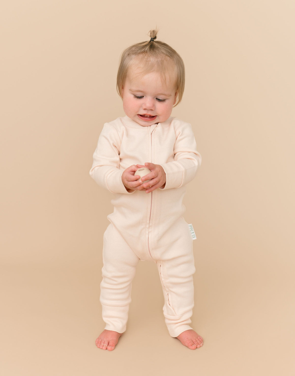 Long Sleeve Romper in Rosy Peach — Kit & Petal