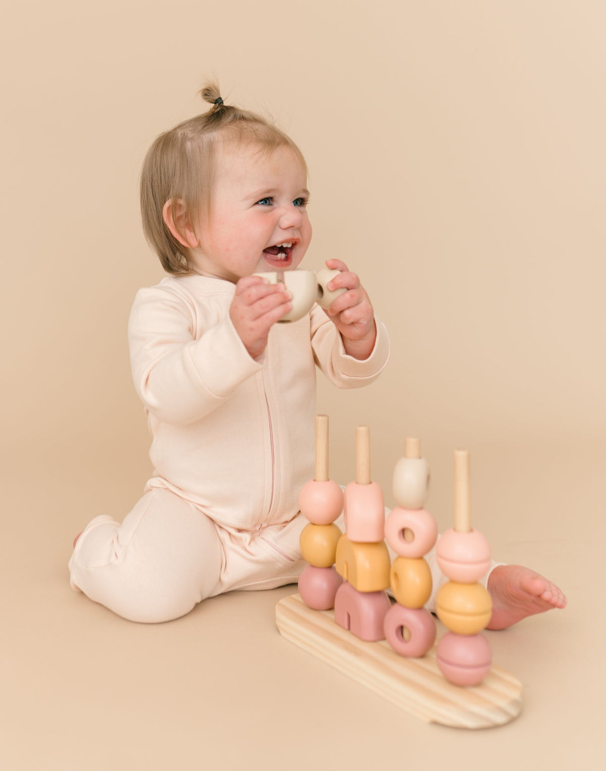 Long Sleeve Romper in Rosy Peach — Kit & Petal