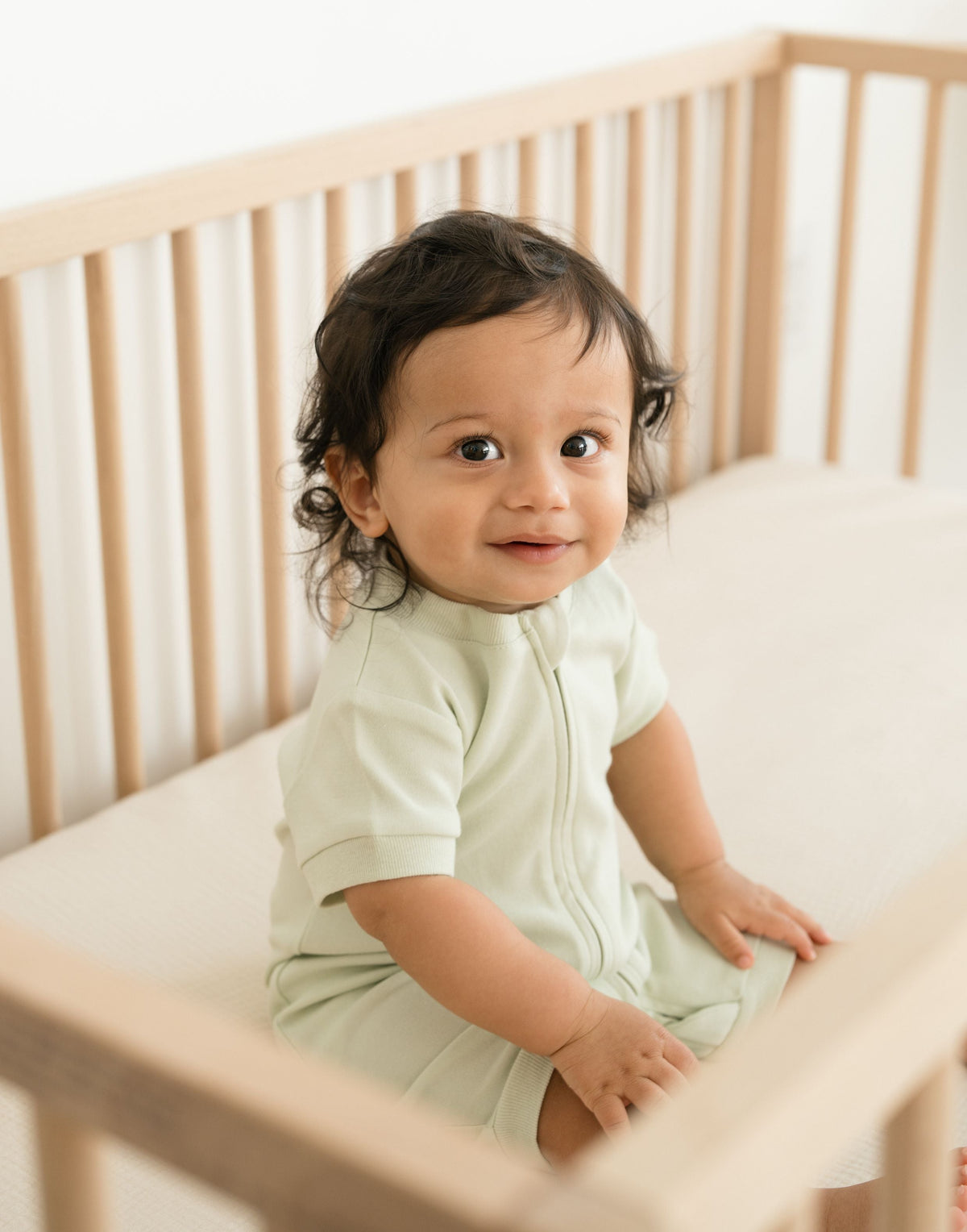 Short Sleeve Romper in Leafy Green — Kit & Petal