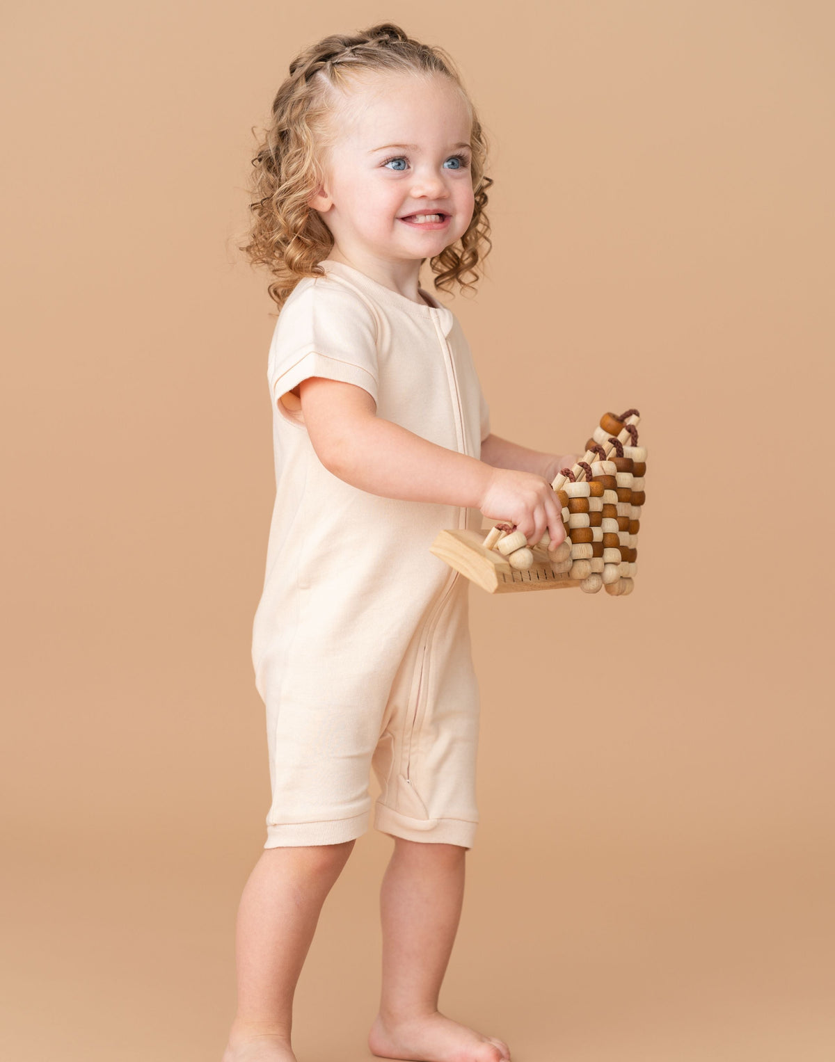 Short Sleeve Romper in Rosy Peach — Kit & Petal