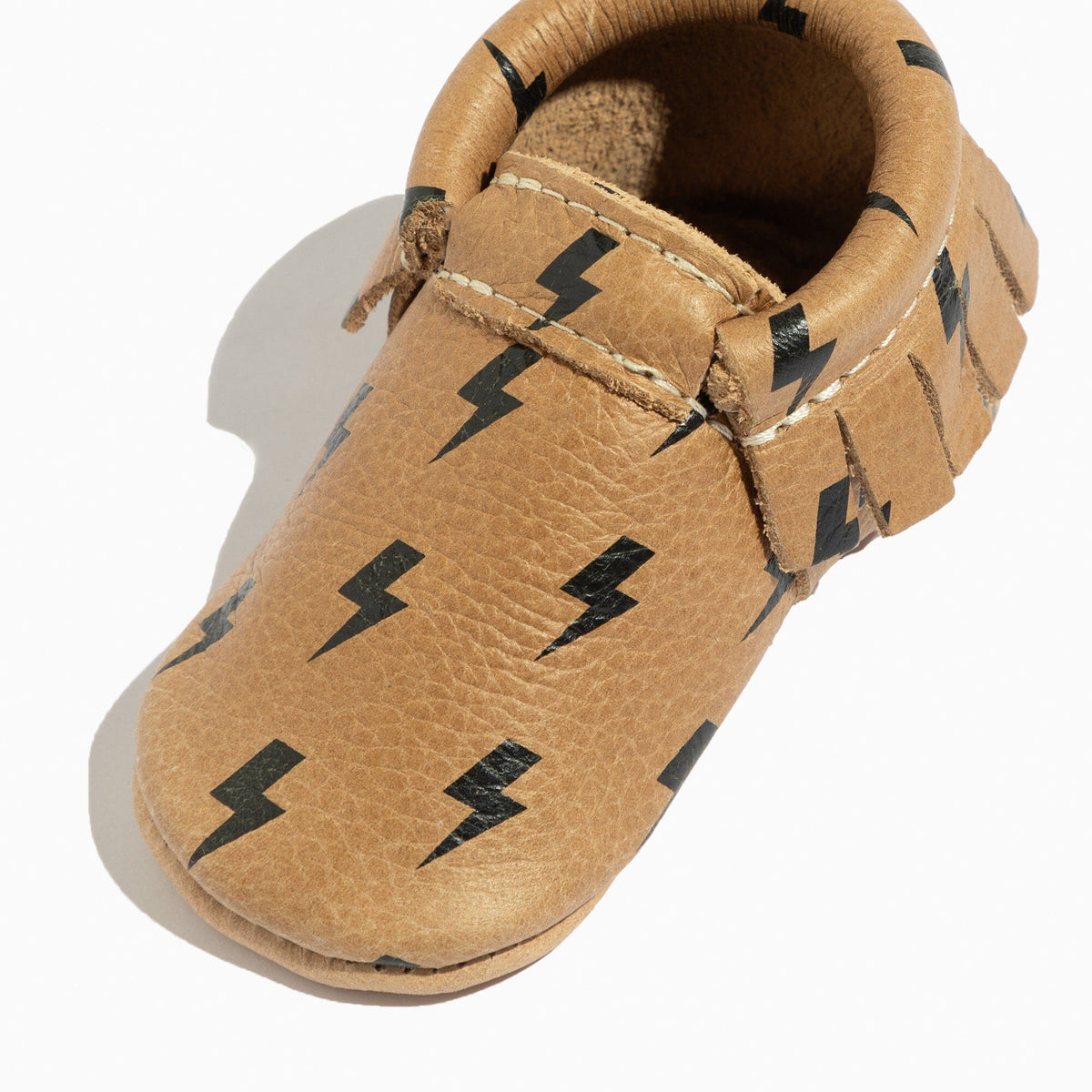 Weathered Brown Lightning Moccasin Baby Shoe — Freshly Picked