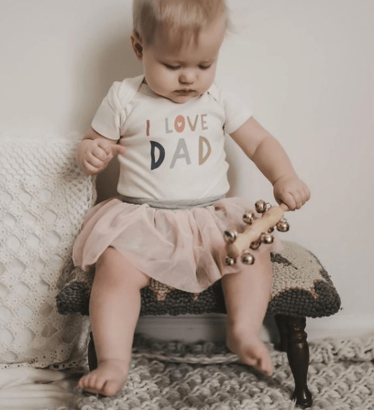 Macrame Oval Play Mat & Love Dad Bodysuit Bundle — Finn + Emma