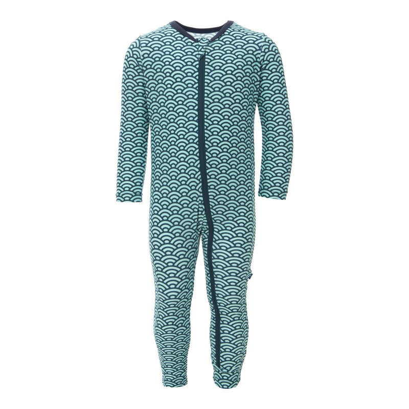 Print Swim Coverall in Summer Sky Waves — KicKee Pants