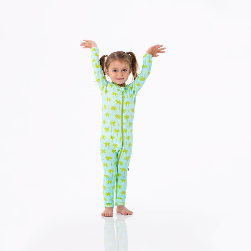 Print Swim Coverall in Summer Sky Palm Trees — KicKee Pants
