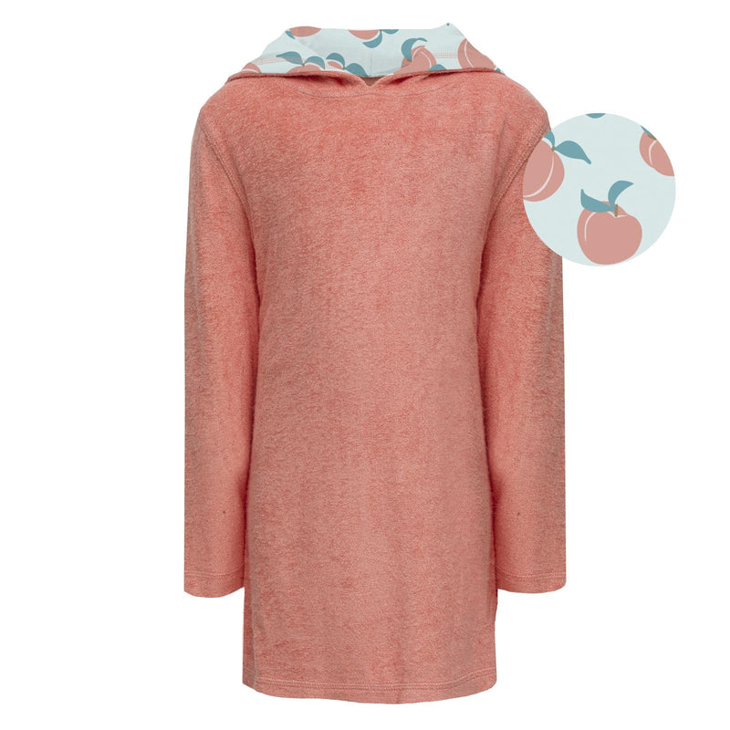 Terry Pull-over After Swim Robe in Blush with Fresh Air Peaches — KicKee Pants