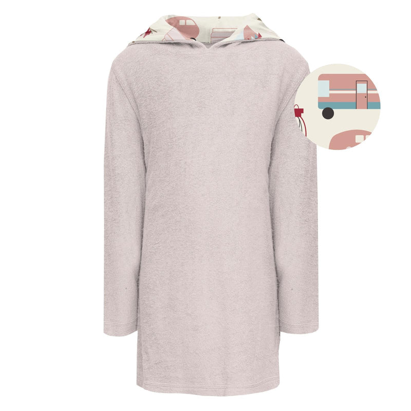 Terry Pull-over After Swim Robe in Macaroon with Natural Camping — KicKee Pants
