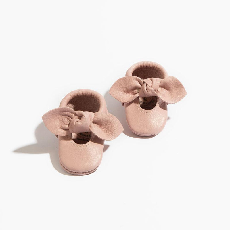 Newborn Blush Knotted Bow Baby Shoe — Freshly Picked