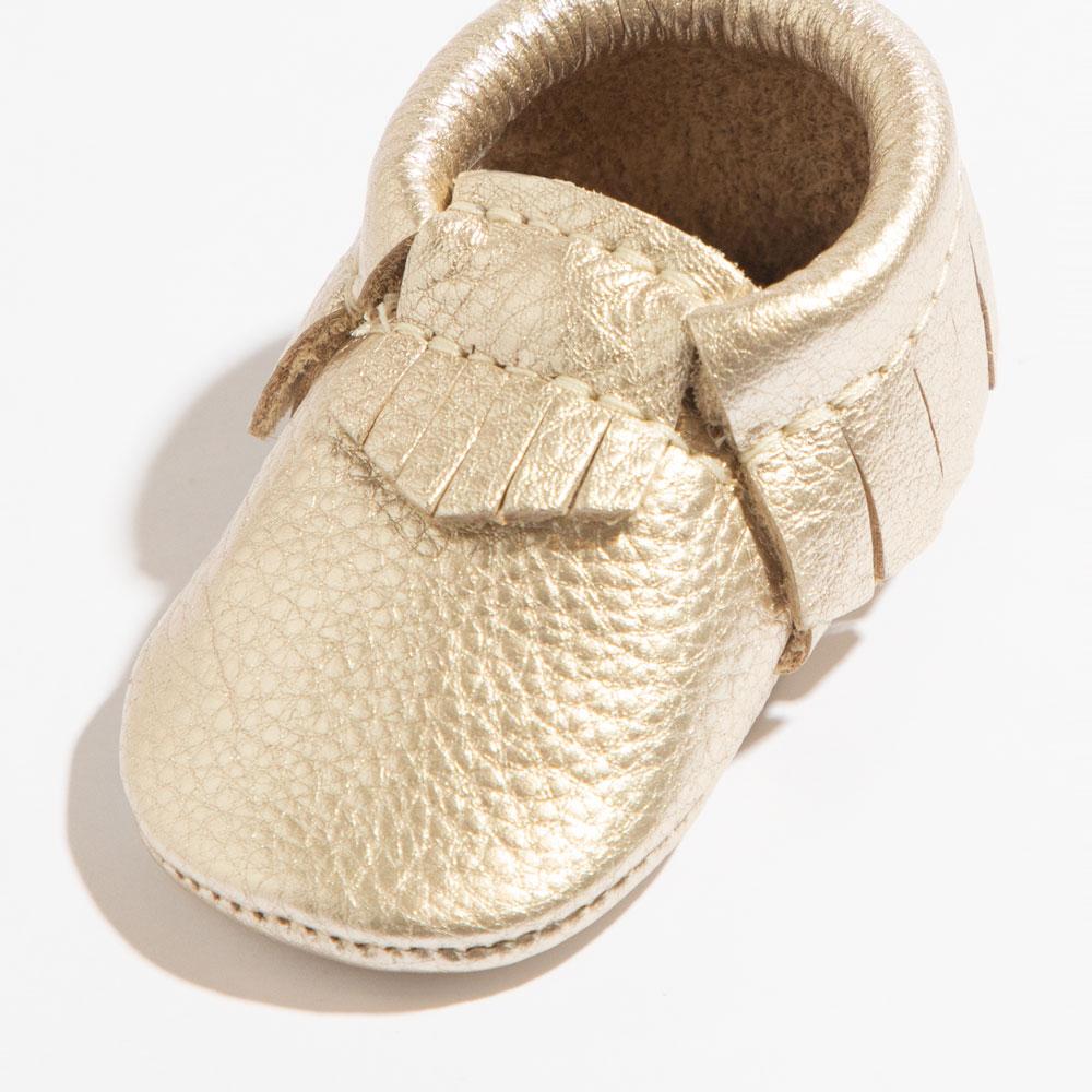 Newborn Platinum Moccasin Baby Shoe — Freshly Picked