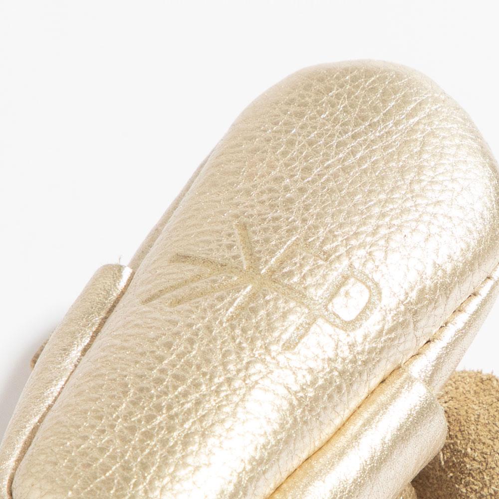 Newborn Platinum Knotted Bow Baby Shoe — Freshly Picked