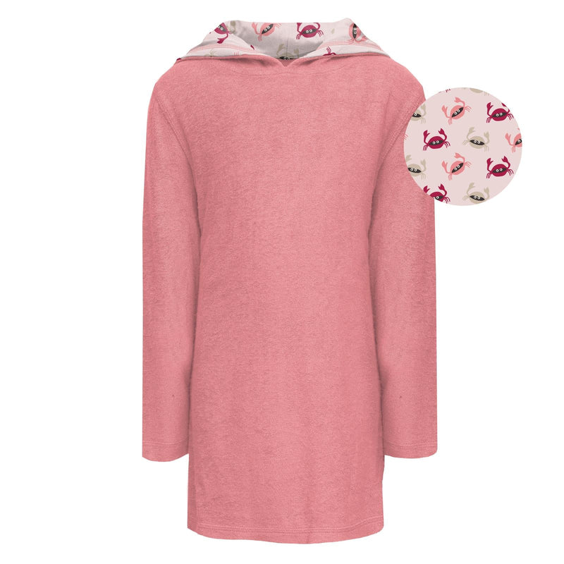 Terry Pull-over After Swim Robe in Strawberry with Macaroon Crabs — KicKee Pants