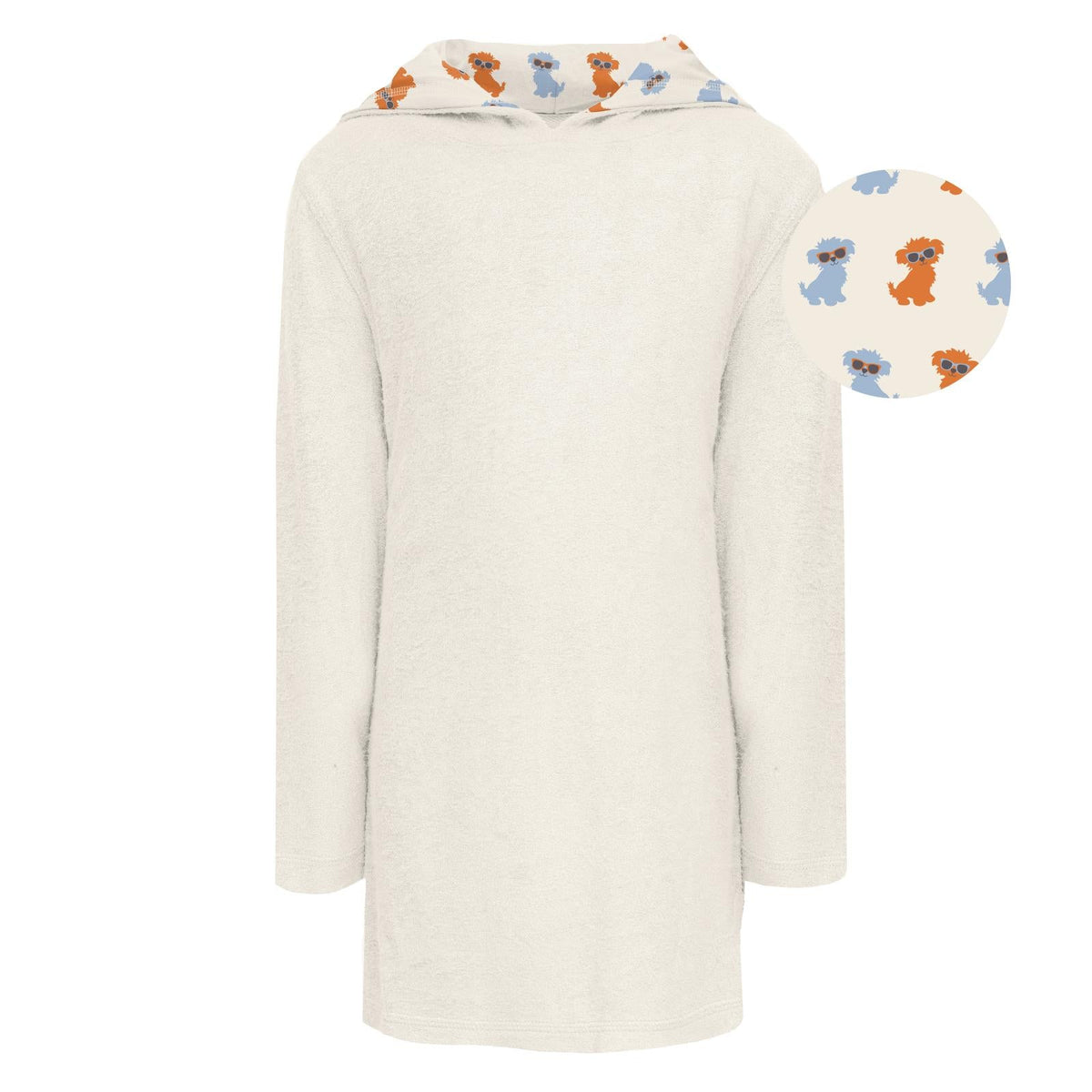 Terry Pull-over After Swim Robe in Natural with Natural Beach Pup — KicKee Pants
