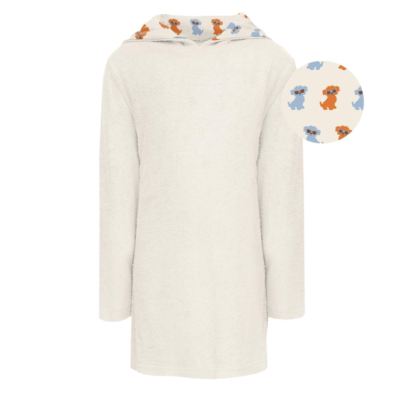 Terry Pull-over After Swim Robe in Natural with Natural Beach Pup — KicKee Pants