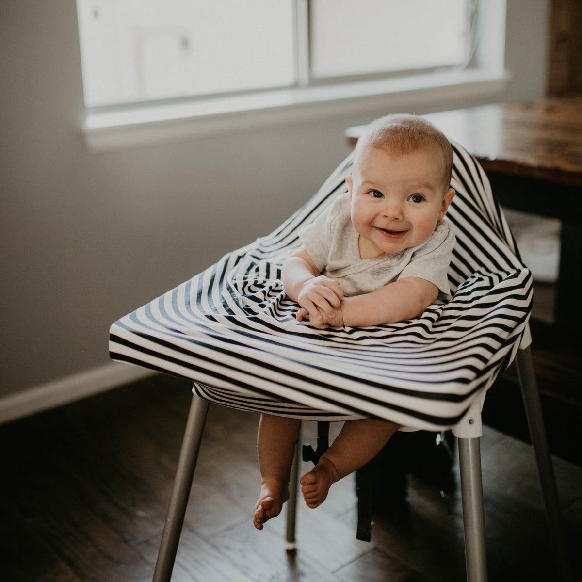 Multi-use Cover, White/Navy Stripes — Parker Baby Co.