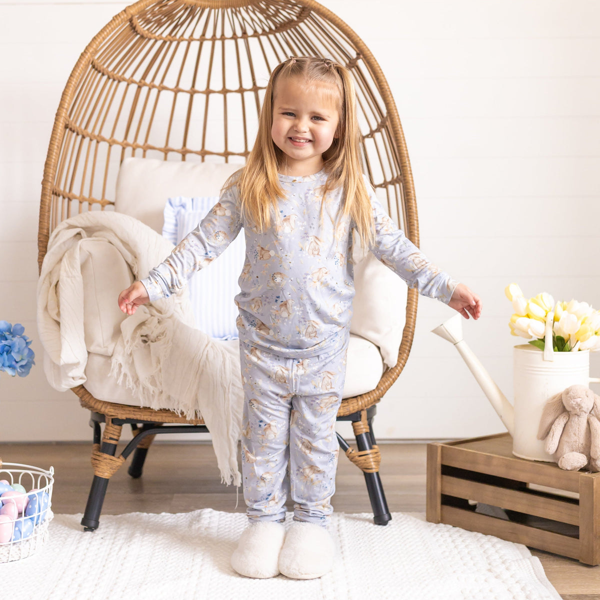 Bunny Blossoms 2pc Bamboo Pajamas — Little Joy Co.