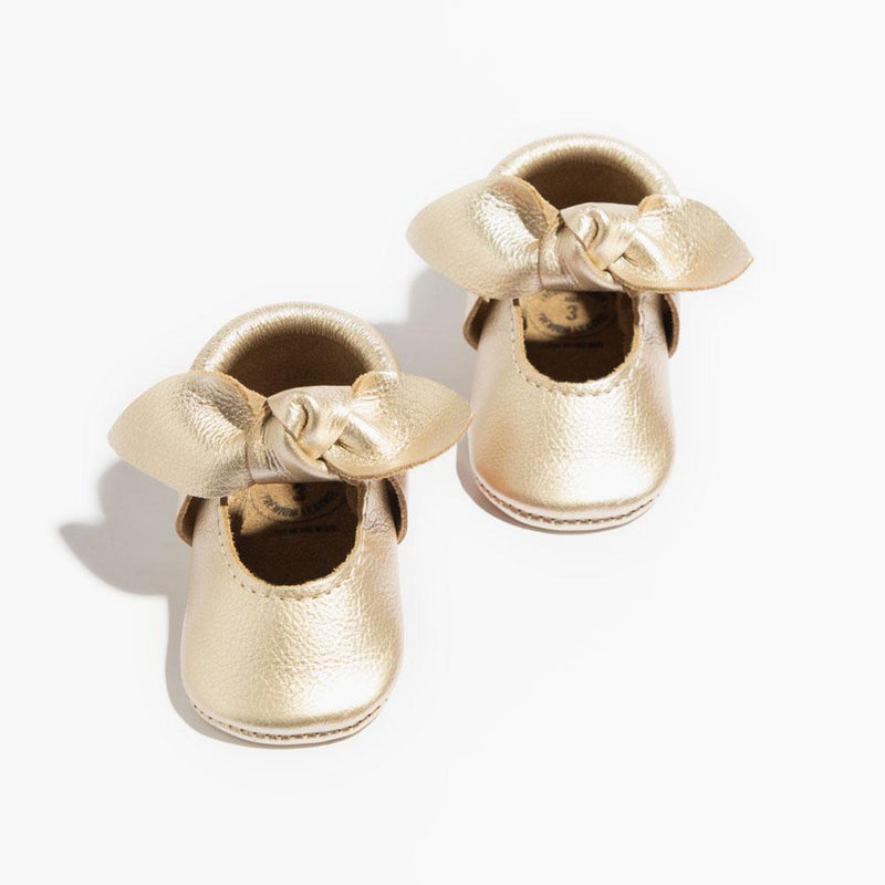 Platinum Knotted Bow Baby Shoe — Freshly Picked