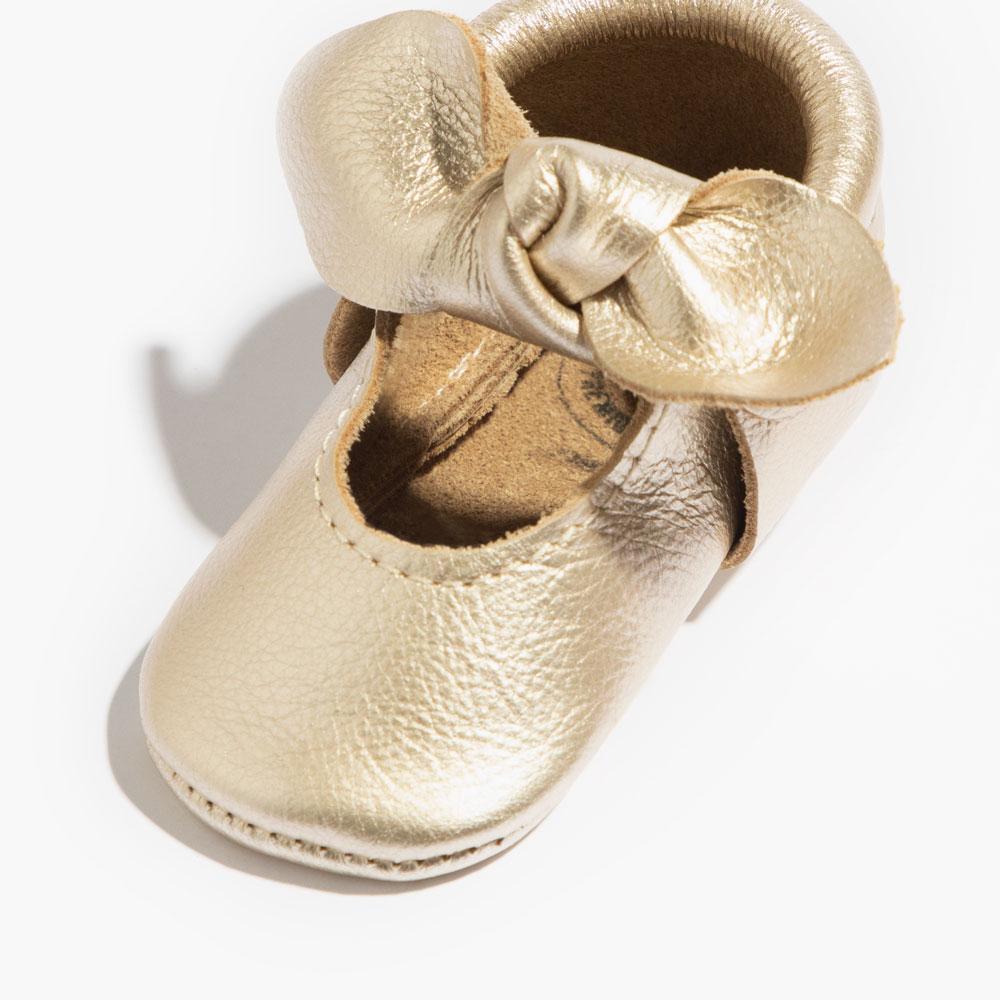 Platinum Knotted Bow Baby Shoe — Freshly Picked