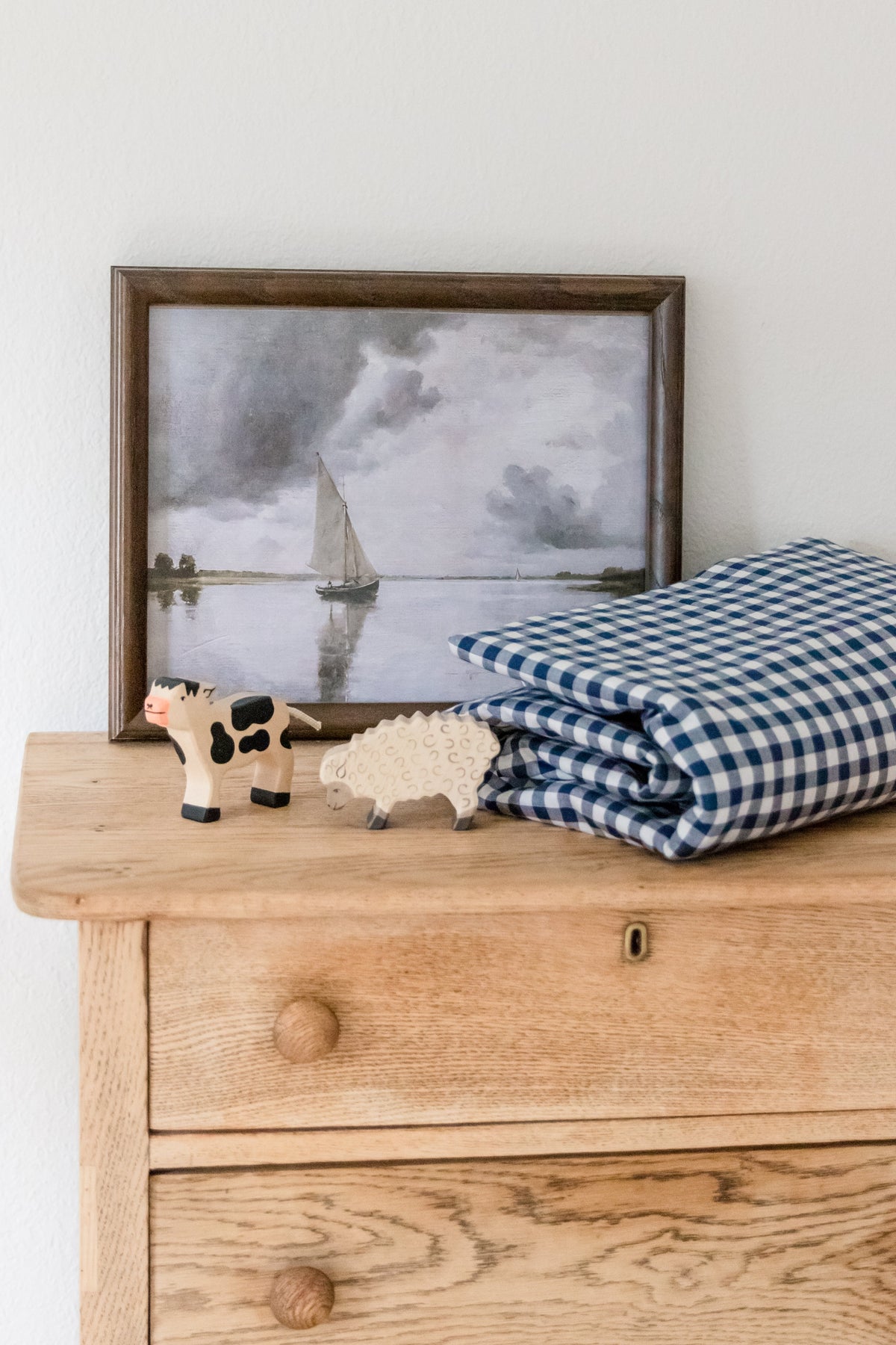 Navy Gingham Crib Quilted Blanket — Little Mae & Co