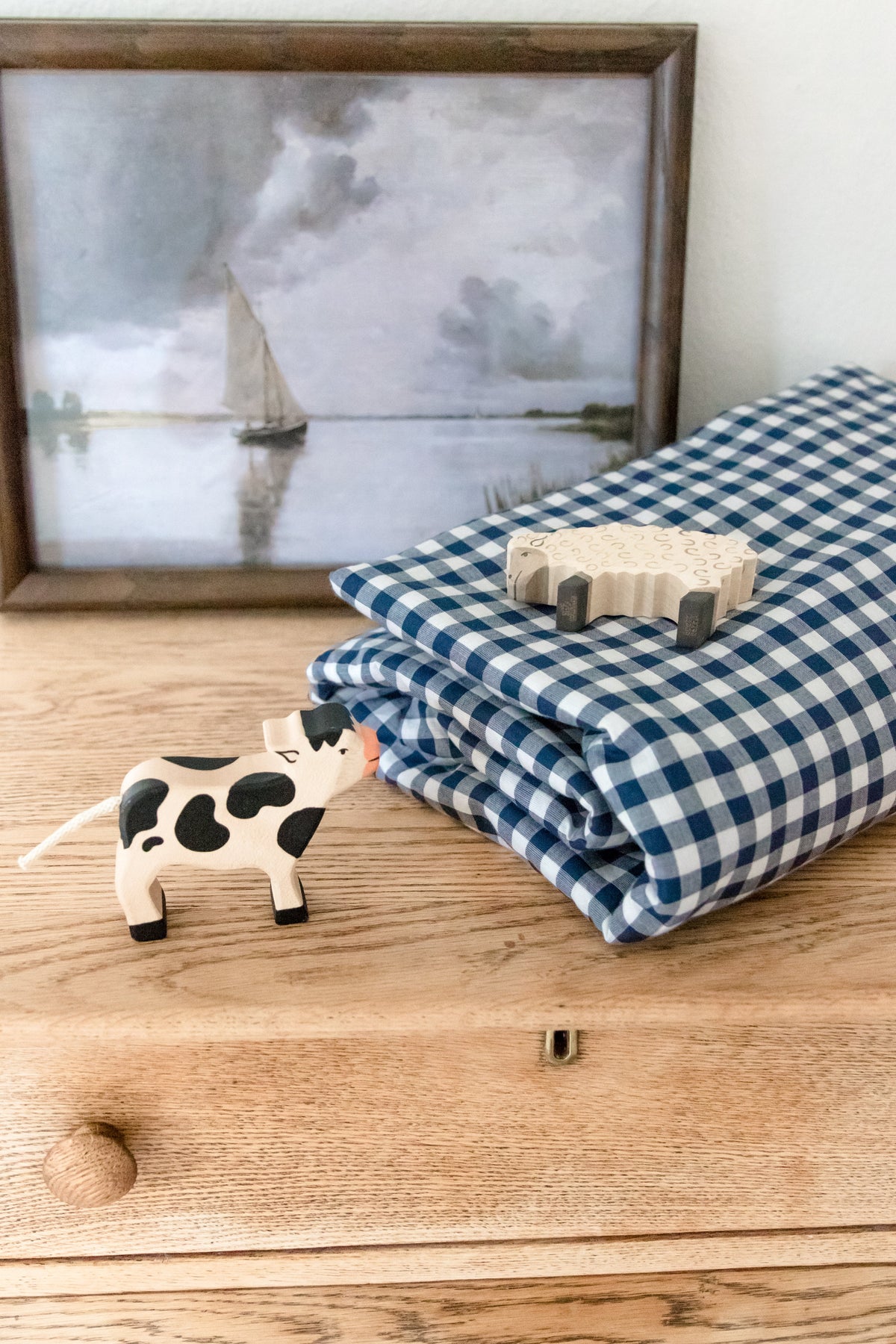 Navy Gingham Crib Quilted Blanket — Little Mae & Co