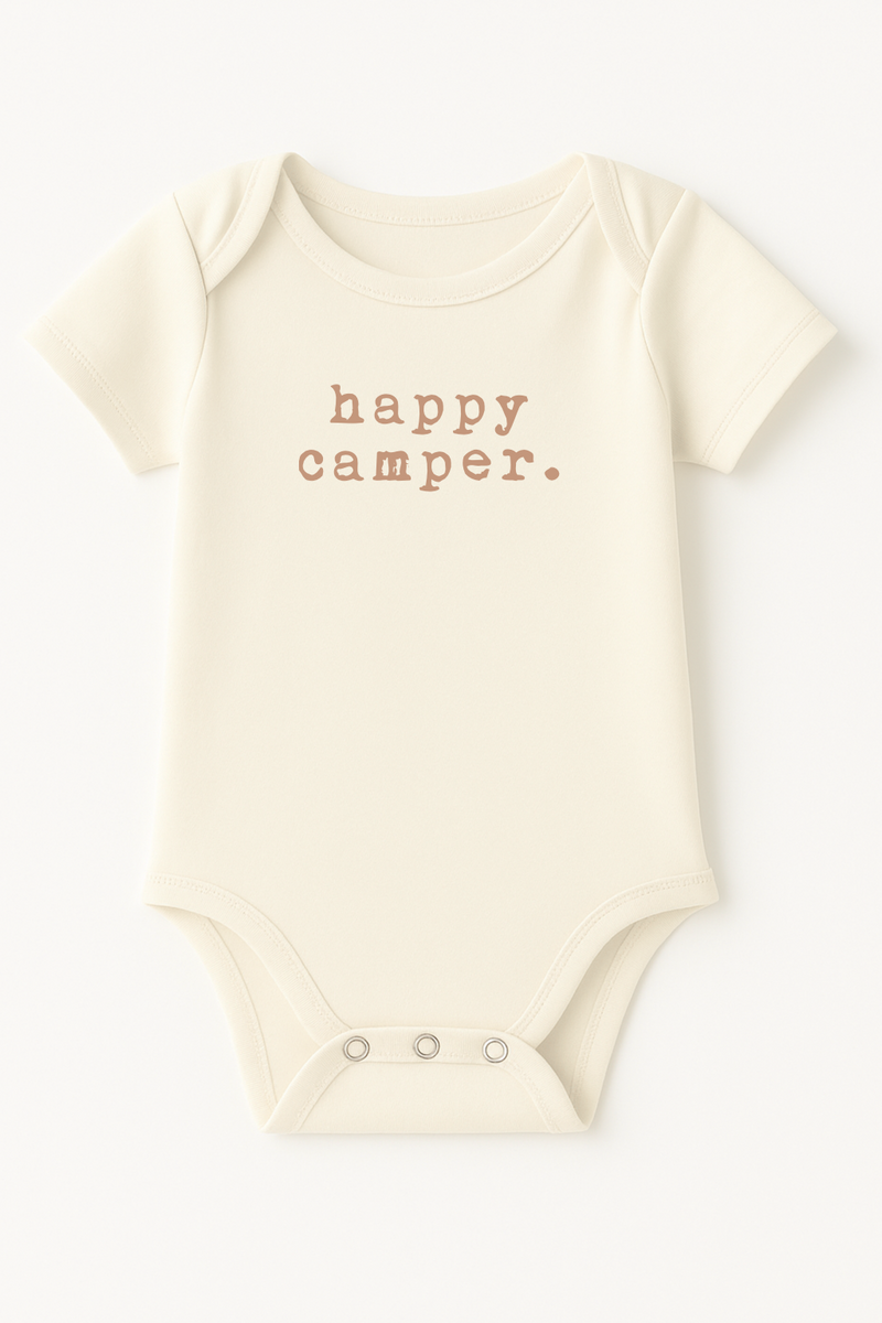 Happy Camper Clay Organic Cotton Baby Bodysuit Short Sleeve — Tenth & Pine