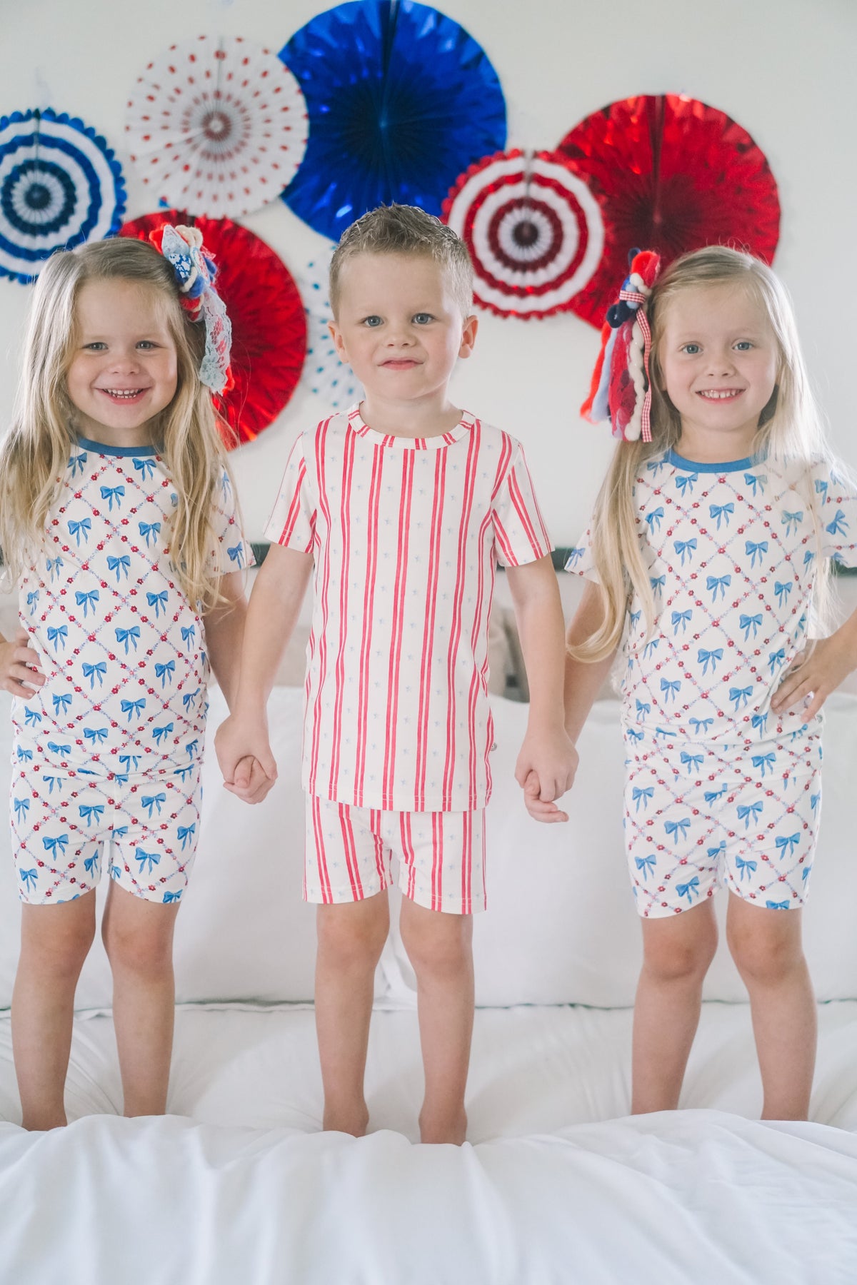 Red White & Bows 2pc Bamboo Pajamas — Little Joy Co.